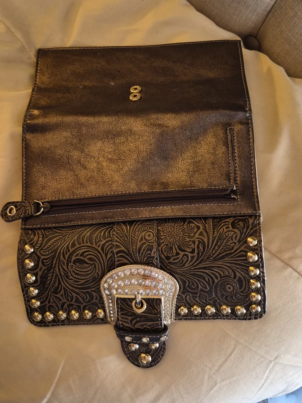Western Rhinestone Bling Belt Buckle Wallet